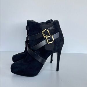 CHARLES by Charles David black boots, Black suede high heels boots, Size 7 M